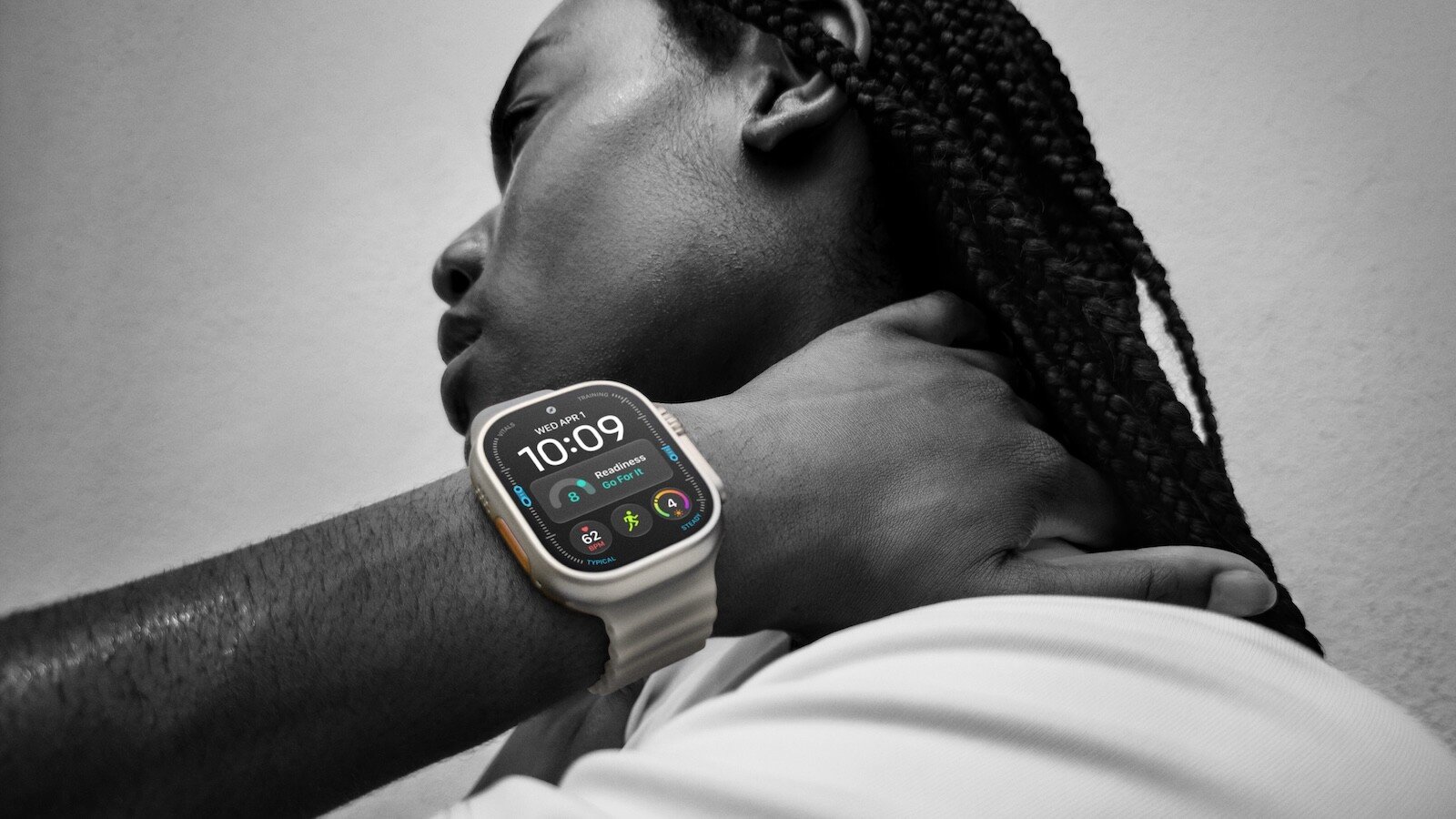Athlete resting with an Apple Watch Ultra 4 on their wrist