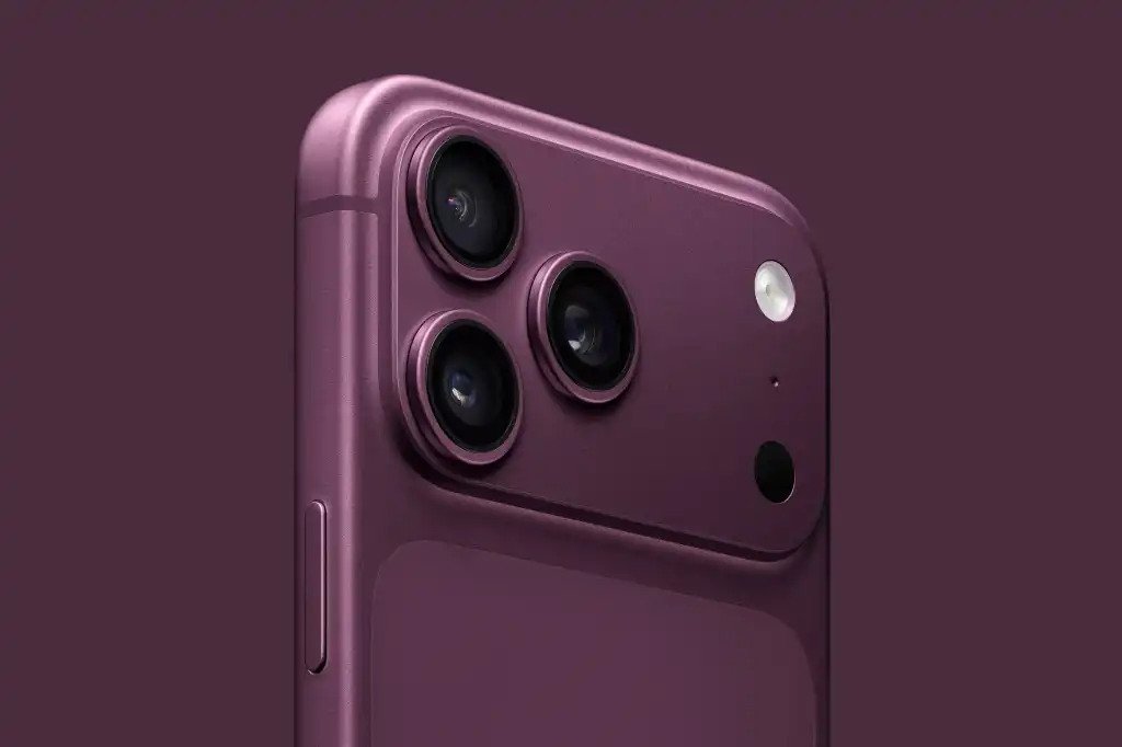Close concept view of a dark cherry iPhone 18 Pro camera enclosure