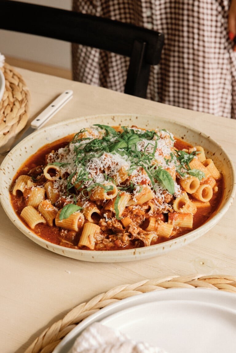 Short rib ragu served with pasta