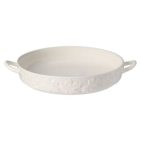 Ivory Crofton serving dish with a raised leaf pattern