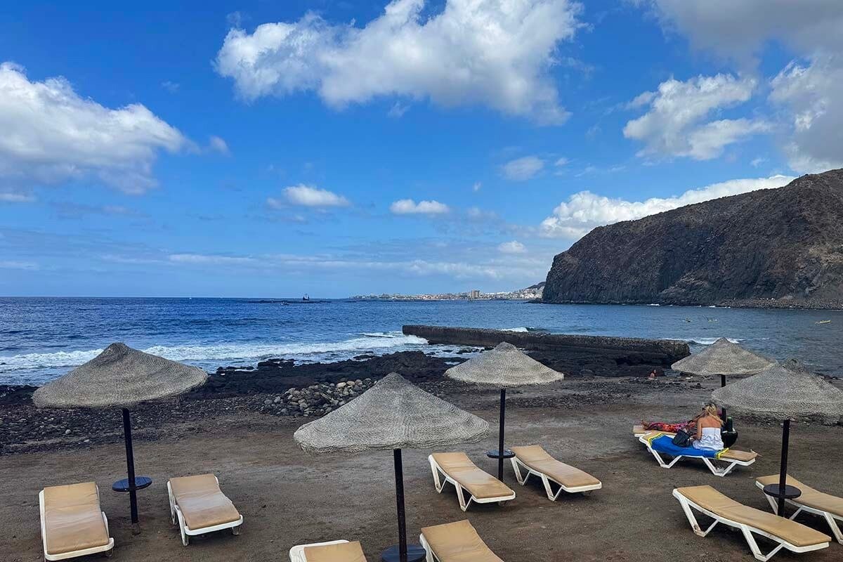 Playa La Arenita and volcanic shoreline in Palm Mar